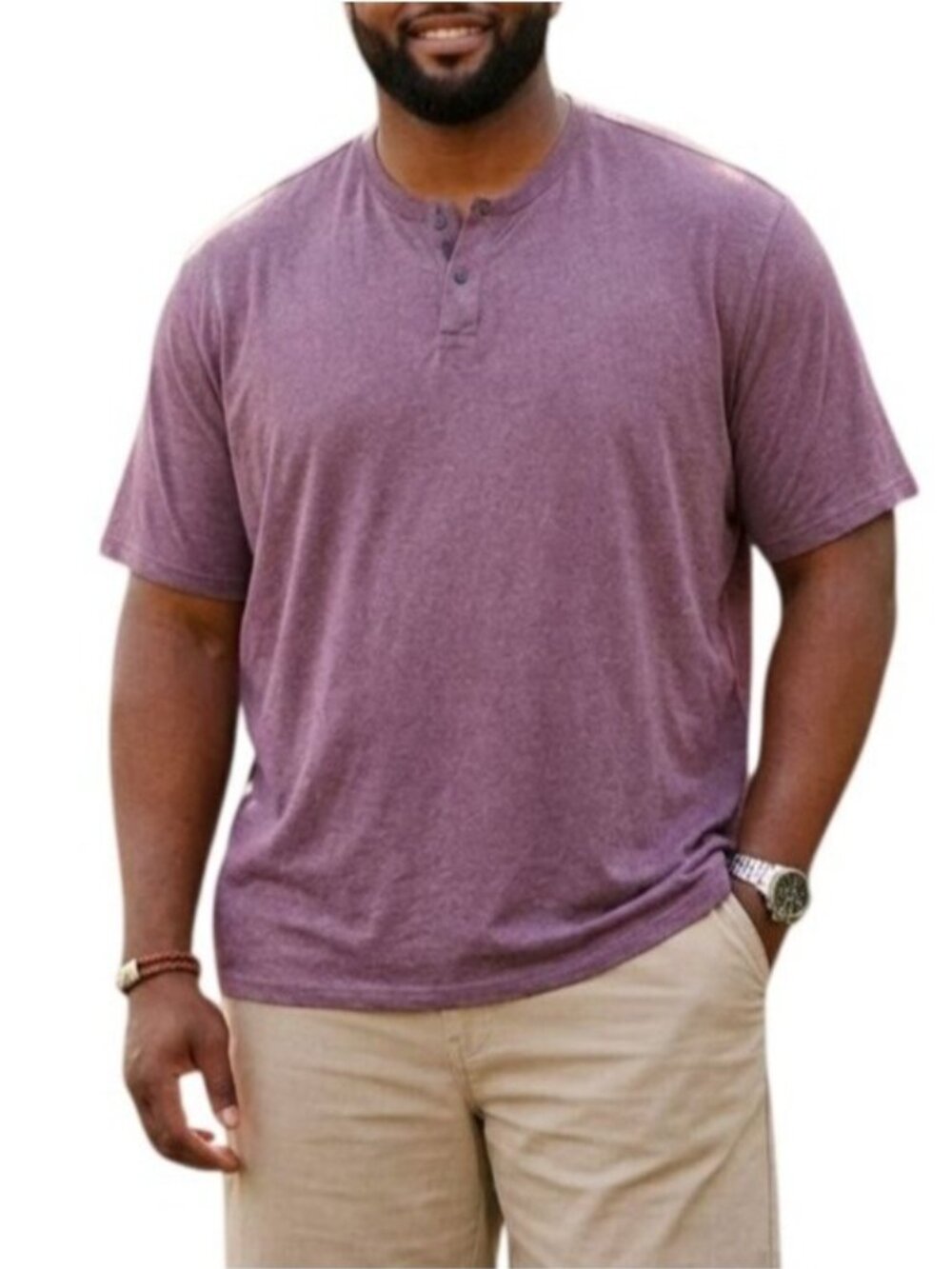 Apt. 9 Premier Flex Size XXL Shirt Henley Burgundy Casual Short Sleeve